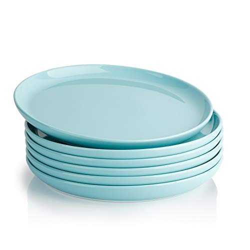 Sweese 154.602 Porcelain Round Dinner Plates - 10 Inch - Set of 6, Turquoise