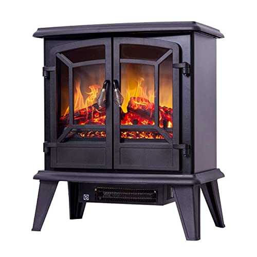 aedouqhr Electric Fireplace Stove Heater with Log Wood Burner Effect - 2000W with Fire Flame Effect, Freestanding Portable, Wood Burning LED LightWN