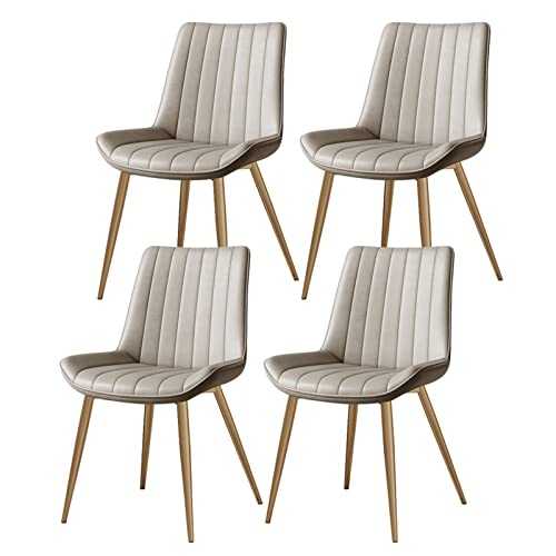 Modern Dining Kitchen Room Chairs Set Of 4 Modern Upholstered Pu Leather Dining Chairs Metal Legs Living Room Side Chairs Dining chairs (Color : Beige, Size : Gold feet)