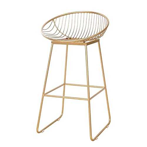 XINGPING Nordic Bar Stool Bar Chair Wrought Iron Bar Stool Bar Stool High Stool Gold Modern Minimalist Casual Metal Chair (Color : Gold, Size : 42cm)