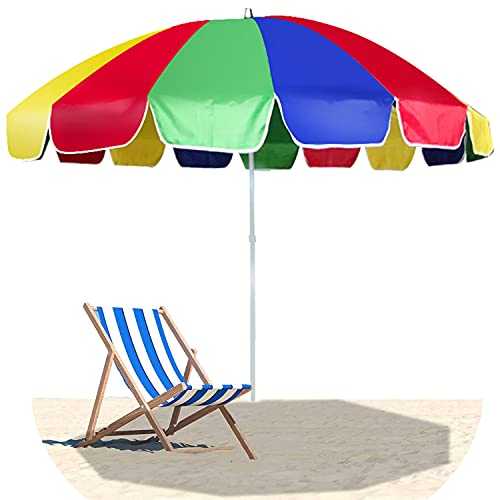 3m/10ft Rainbow Outdoor Beach Umbrella,Garden Patio Umbrella,Round Market Table Umbrella,Sun Shade Protection Parasol,16 Ribs