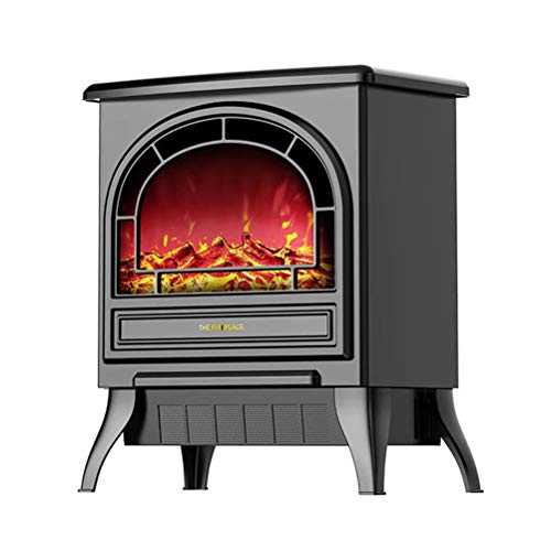 Freestanding Electric Fireplace Stove Heater, Portable with Realistic Log and 3D Fireplace Flame Effect, Infrared Electric Fireplace Quiet Stove with Thermostat, 1800W, 35×22×42Cm,Black