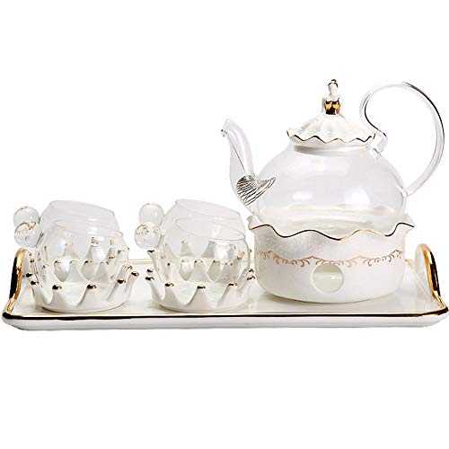 PQXOER Tea Sets European Afternoon Tea Set Porcelain Flower Tea Cup Set Fruit Teapot Heat Resistance Coffee Set Tea (Color : White, Size : 11pcs)