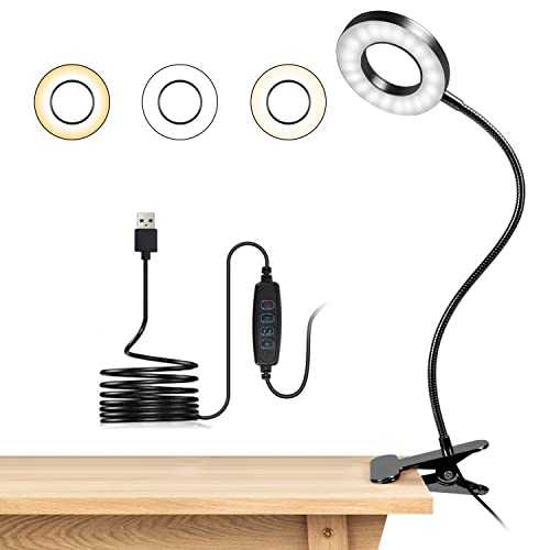 dowowdo Desk Lamp Clip On Reading Light,Clip on Lamp for Bed with 3 Light Modes & 10 Dimmable Brightness, Eye Caring 360° Adjustable Desk Lamp,Bedside Light for Bedside/Reading/Work/Tattoo/Piano