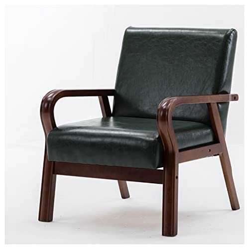 DUNAKE Leather Accent Chair, Comfy Chair For Bedroom, Retro Upholstered Lounge Chair With Arms Mid-century Single Reading Chair Adult For Living Room Reception Dorms Backrest Chair (Color : Green)