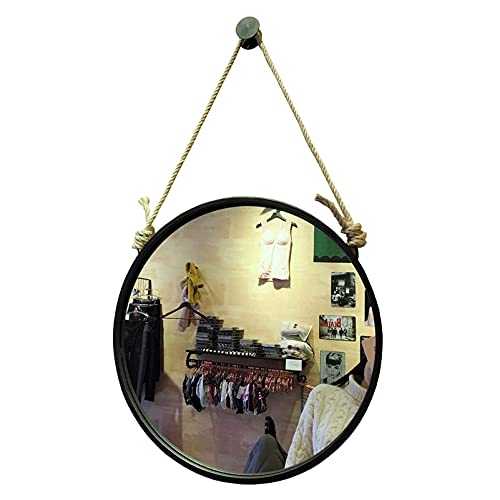 IVQAPP Wall Mounted Mirrors Round Hemp Rope Hanging Mirror Retro Black Dressing Mirror with Hanging Fixings 40cm 50cm 60cm 70cm