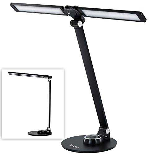 NUNET LED Desk Lamps for Home Office,Piano Lamp for Upright Piano,NULED Rotatable Aluminum Desk Lamps with USB Charging Port,Eye-Caring Reading Light/3 Lighting Modes/Brightness Adjustable Lamp,Black