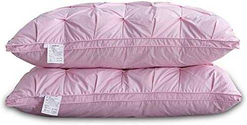 FCXBQ Goose Down Pillows Are Used for Sleep And Provide Rebound And Comfortable Support Cushions for The Head And Neck, Suitable for Back And Side Sleep, 2 Packs (With Pillowcase),Pink