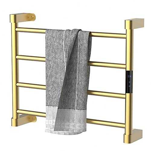 Towel Warmer 4 Bar Wall Mounted Bathroom Electric Heater Towel Rack With Timer, Intelligent Constant Temperature 304 Stainless Steel Heated Towel Rail Radiator, 540X448X86.5Mm,Gold (Gold),nice