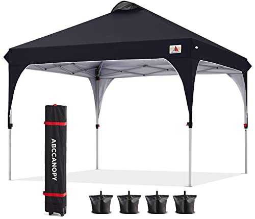 ABCCANOPY 2.5x2.5M Pop Up Gazebo Commercial Gazebo With Upgrade Roller Bag, 4 Weight Bags, Stakes and Ropes(Black)