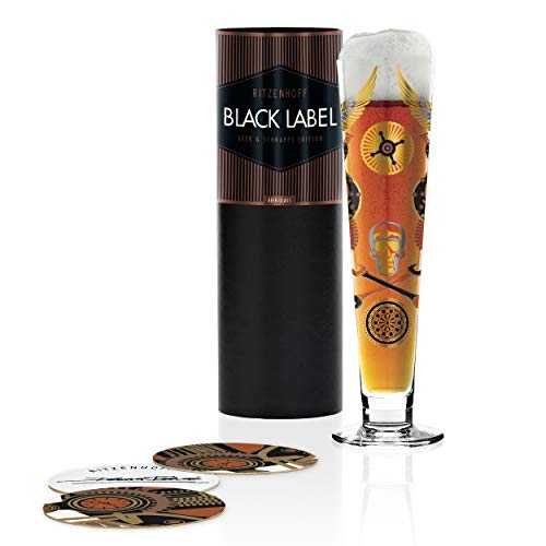 RITZENHOFF Black Label Debora Jedwab Crystal Beer Glass 300ml with Five Beer Mats
