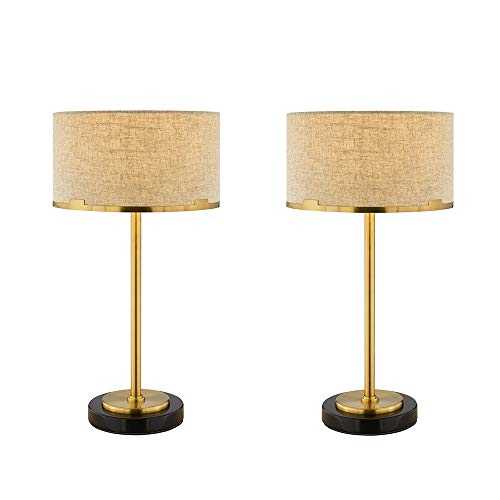 DEPAOSHJ Marble Base Simple Light Luxury Table lamp, Bedroom Bedside lamp Creative Warm Table lamp Two-Piece, Post-Modern Living Room Decorative Reading Lamp (Color : Two Sets)
