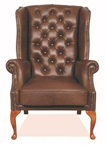 Casa Padrino Chesterfield Genuine Leather Ears Armchair Brown 80 x 80 x H. 110 cm - Luxury Armchair