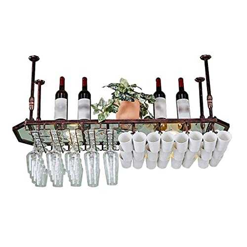 FBBSZSD Wine Racks Wall Ceiling Holder Octagonal Wine Rack Mug Wine Glass Rack Upside Down Goblet Hanging (Color : Bronze, Size : 150 * 35Cm)