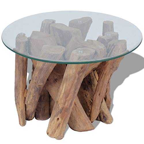vidaXL Coffee Table End Side Solid Teak Driftwood 60 cm Living Room Home Decor