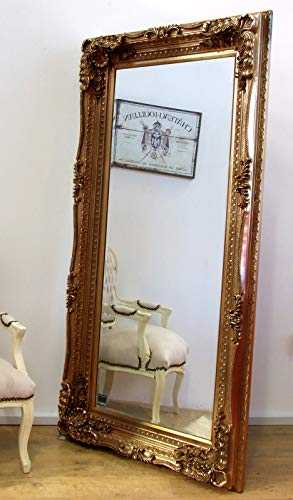 Louis Antique Gold Large Ornate Carved French Frame Wall Leaner Mirror 34" x 68"