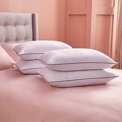 Silentnight Luxury Hotel Collection Piped Pillow Pack of 4 - Bed Pillows Hotel Quality Soft Pillow 4 Pack - Washable Continental Hotel Bedding Pillows