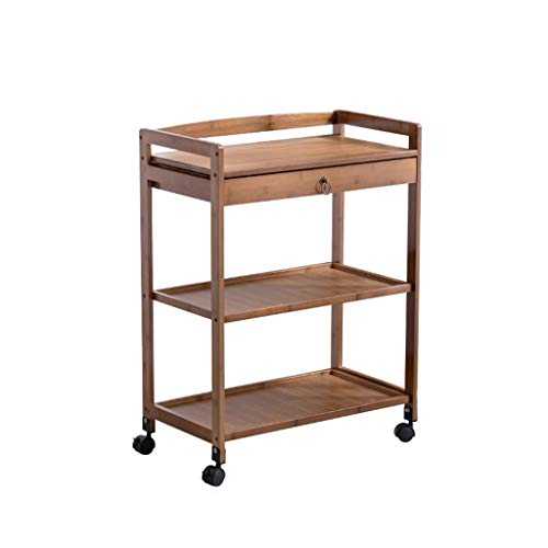 TAZZ-L Storage Multi-layer Storage Rack, Wooden With Wheels Antique Furniture Home Hotel Homestay Mobile Dining Car Save Space Convenient and beautiful (Color : A, Size : 33 * 58.5 * 78.5cm)