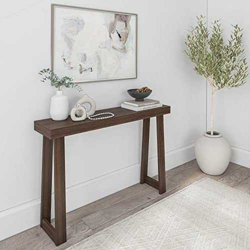 Maxwood Furniture Plank plus Beam Classic Console Table - 46 inches, Walnut