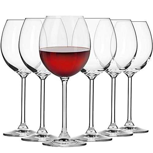Krosno Red Wine Glasses | Set of 6 | 350 ML | Venezia Collection | Perfect for Home, Restaurants and Parties | Dishwasher Safe