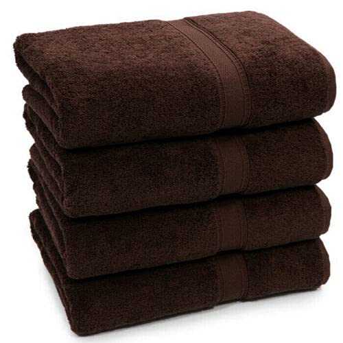 Pack of 4 Bath Towels 100% Egyptian Cotton Towels Set Super Soft and Highly Absorbent Towels 500 GSM (Chocolate Brown)