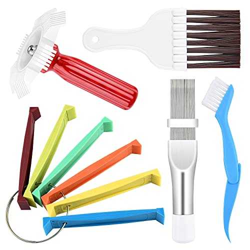QUACOWW 10pcs Air Conditioner Fin Cleaner Set - Stainless Steel Air Refrigerator Fin Cleaner Whisk Brush，Applicable to More Scenarios Evaporator Radiator Repair Clean Tool Set