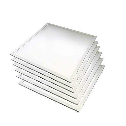 LED Panel Ceiling Light Square Pure White Tiles 6000K Daylight 600x600 48W 4400 Lumens, Long Life, IC Driver (6 Pack)