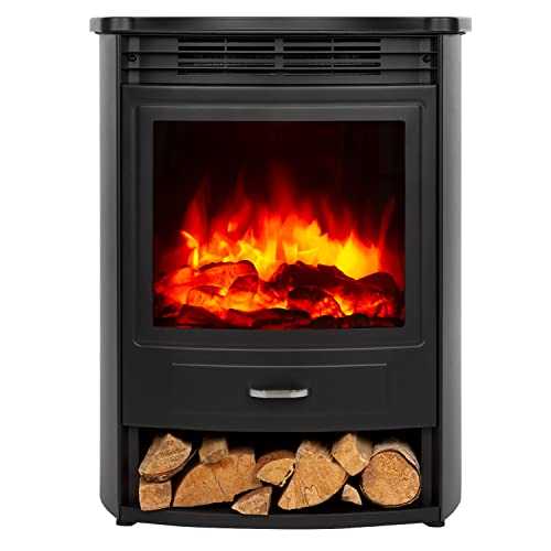 Klarstein Bormio S Smart - Electric Fireplace, 2 Heating Levels: 950 / 1900 W, Built-in Thermostat, Weekly Timer, OpenWindow Detection, App Control, LED Flame Effect with Resin Logs, Colour: Black