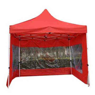 Camping Shelters Outdoor Temporary Gazebo, With 3 Side Walls 3 * 3M Heavy Metal Garden Gazebo All Seasons Gazebos Waterproof Tent Commercial Gazebo Blue Red(Size:3 * 3M/9.8 * 9.8ft,Color:red)