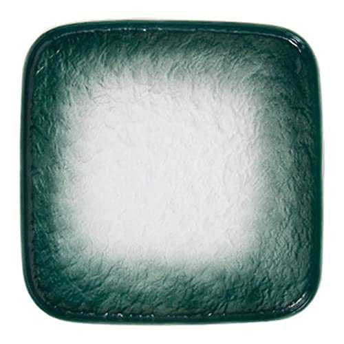 ZWJ Purely Handmade Square Steak Flat Plate Reusable Nordic Ceramic Western Food Plate Be Used for Steak Vegetable Salad for Dinner Gifts Wedding,Green