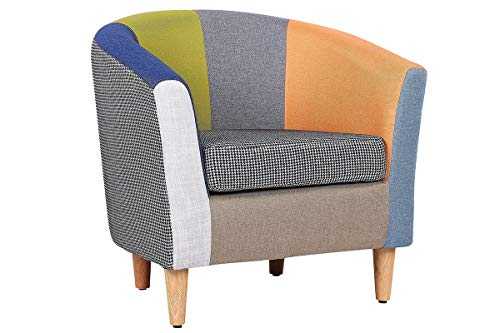 Sleep Design Endon Modern Multicoloured Patchwork Fabric Tub Chair Armchair Bedroom Dining Office Lounge