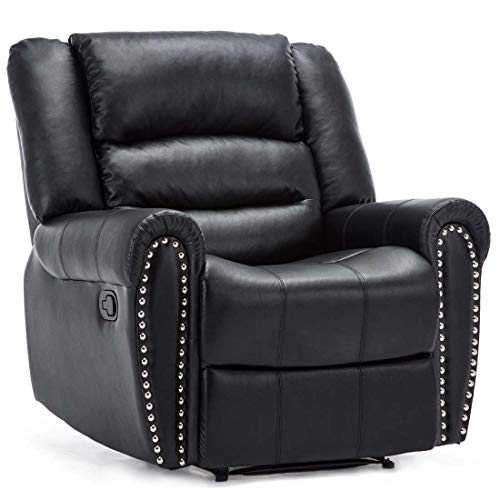 More4Homes DENVER BONDED LEATHER RECLINER ARMCHAIR w STUD SOFA HOME LOUNGE CHAIR RECLINING (Black)