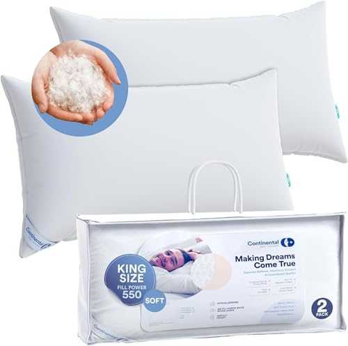 Continental Bedding P550-2-K White Goose Down Luxury Pillow, Soft. (Set of 2), King