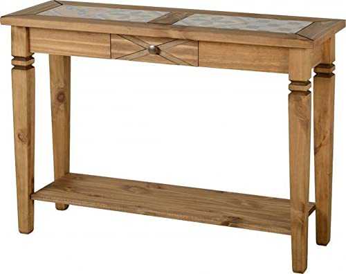 ZLLY Living Room Corridor End Table Console Table Solid Pine Tile Top 1 Drawer Console Table W105cm x D36cm x H75cm