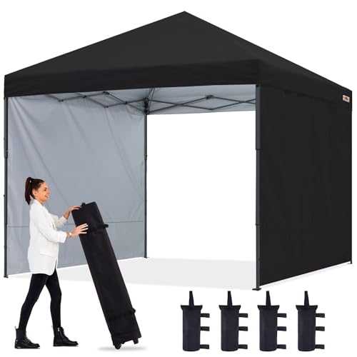 ABCCANOPY 2x2M Pop up Gazebo With Two Sun Walls Fully Waterproof Commercial Instant Shelter,Wheeled Bag,Sandbags x4,Stakesx4（Gray Frame）
