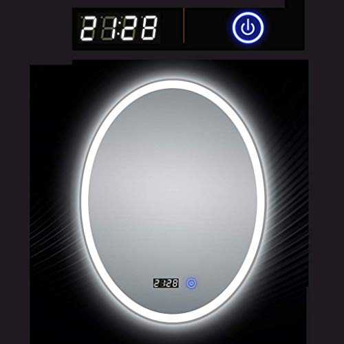 MU Household Makeup Mirror Smart Decorative Mirror Led Oval Bathroom Mirror Light Switch + Time Display Two-Tone Light,70 * 90cm