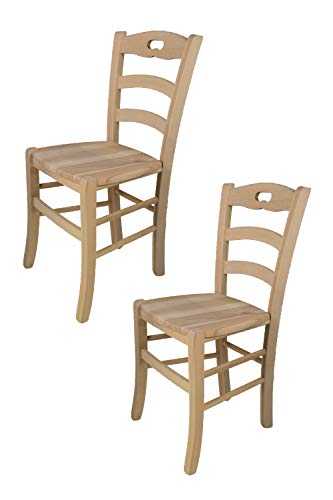 t m c s Tommychairs - Set of 2 chairs SAVOIE suitable for kitchen, bar and dining room, strong structure in polished beechwood, not treated, 100% natural and wooden seat