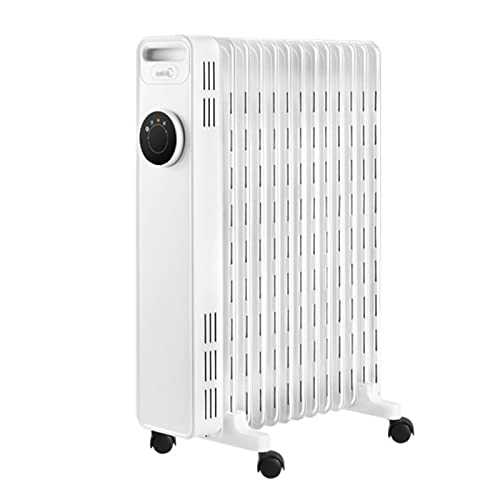 ZQD Space Heater With universal wheel, Mechanical 3 gears adjustable 2200W Oil Filled Radiator Electric Heater, Portable Heater for Full Room Indoor (Color : White)