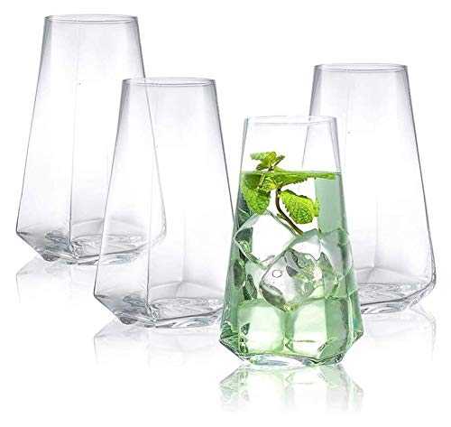 ZKDY Highball Glasses Set of 4, 18Oz Cocktail Glasses, Glassware Drinking Set, Premium Crystal Glass, Drinking Glasses for Water, Cocktail, Beer, Juice whiskey decanter