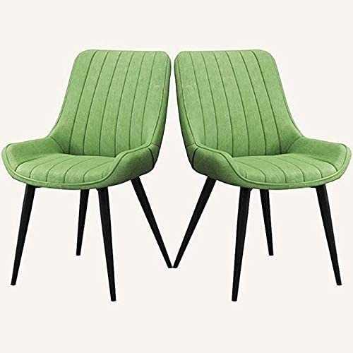 YATBzz Upscale Dining Chairs Armchairs Modern PU Leather Dining Chairs Set of 2 Kitchen Counter Chairs Leisure Living Room Corner Chairs (Color : Green)