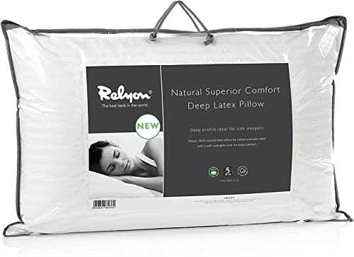 Relyon Superior Comfort Deep Breathable Latex Pillow with a Soft 100% Cotton, Removable Cover, W68cm x L42cm x H17cm