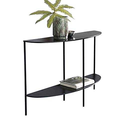 Entryway Sofa Table 2-Tier Sofa Table, Half Moon Metal Hall Console Table With Storage Shelf For Living Room And Entryway, Durable Load Capacity 250Lb Black In 3 Sizes For Living Room Bedroom Home