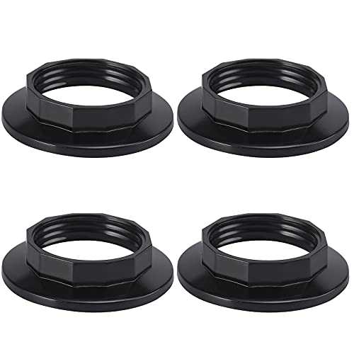 DiCUNO Lamp Shade Reducer Ring E14, Lamp Holder Twist Lock Socket Replacement Ring, Lampshade Ring Converter, Small Screw Lamp Shades Black, 4 Pieces
