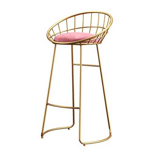 Nordic Minimalist Bar Chair Lounge Chair Bar Chair Wrought Iron Chair Gold High Stool Dining Chair Wire Chair V (Color : Gold Size : L53CMXW48CMXH75CM)