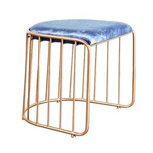 HEDMAI Metal Legs Gold Bar Stools Chair Stool With Blue Sponge Cushion Dining Chairs For Kitchen Pub Café Bar Counter Stool FENPING (Color : Blue)