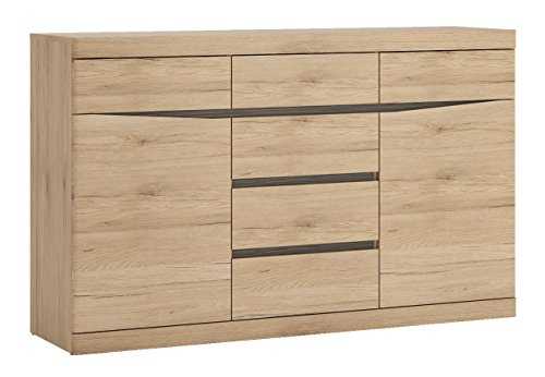 Furniture To Go 3, Medium Oak, Wide 2 Door 6 Drawer Sideboard