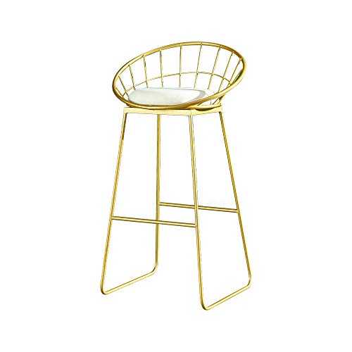 Unique Design High Bar Stool Bench Height 75cm (30 Inches), Iron Structure Velvet Cushion, Gold, for Restaurants, Bars, Cafes, Front Desk