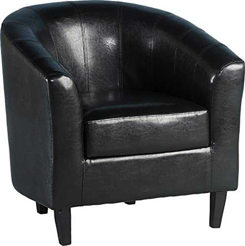 A T Tempo Black Faux Leather Tub Chair By Seconique - Wooden Feet- Quick and Easy Assembly