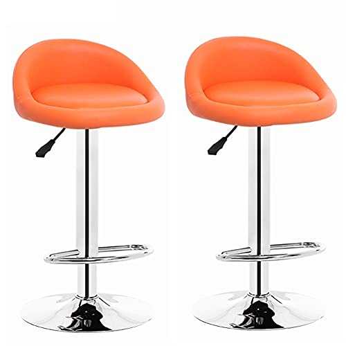 zjyfyfyf Raised And Lowered Bar Stool 360° Rotating Back Set Of 2 Pcs Kitchen Counter High BarStool (Color : Orange)