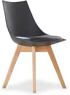 Life Interiors Plastic Shell Lanzo Retro Dining Chair, Black